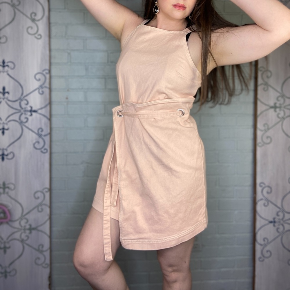 Anthropologie Holding Horses Pink Denim Regatta Wrap Dress Size 8 - Picture 4 of 15